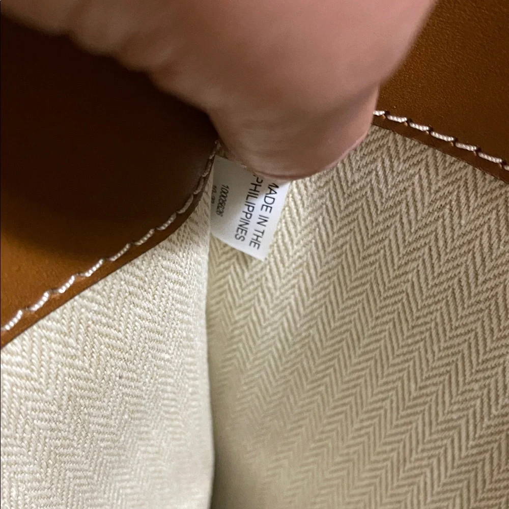 Tory Burch Brown Leather Trim Floral Tote with Yellow, White & Black Accents